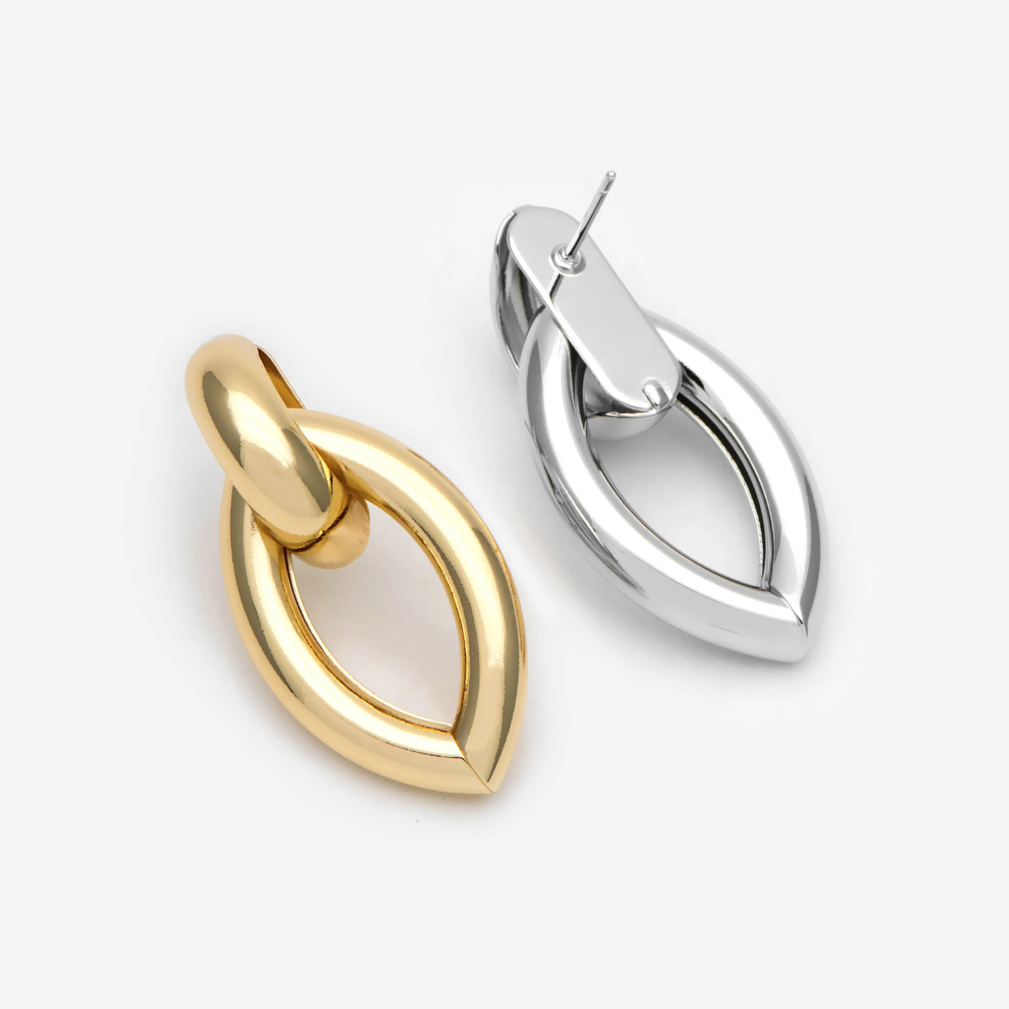 Cerchi A Tubo Spesso In Oro/Argento Da 4 Pezzi, Orecchini A Occhio Di Cavallo, Orecchini A Cerchio Cavo, Cerchi Grossi, Cerchi Leggeri (Gb-2212)