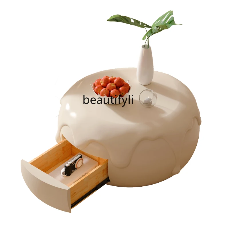 

Creative Coffee Table Cream Style Designer Side Table Combination round Small Apartment Tea Table High-Grade Special-Shaped
