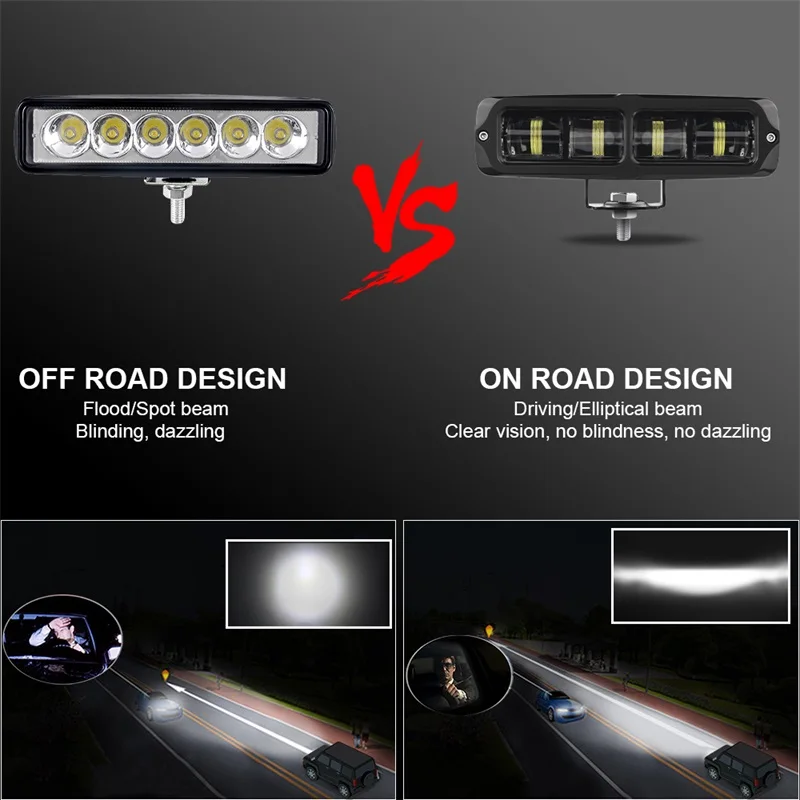 6 Inch Light Bar Slim Spot Flood Offroad Driving Light Bar 6" LED Pod Lights Fog Lights For Truck Pickup Dirt Bike E-Bike Motorcycle ATV UTV SUV - Foto 11