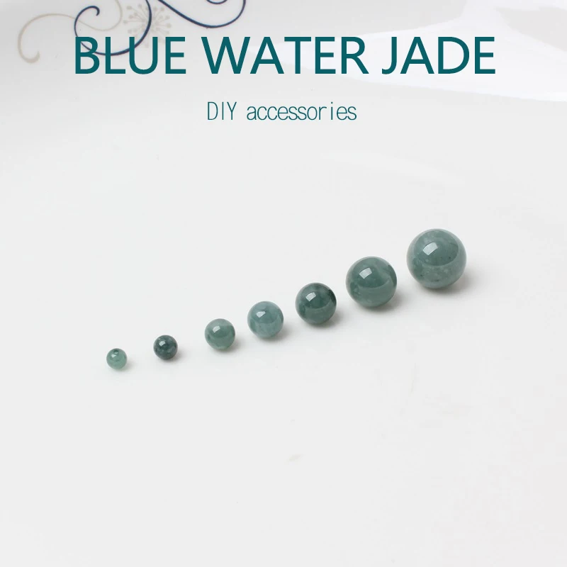 Natural Blue Water Jade Round Beads - 10 Piece Set for DIY Jewelry Crafting, Various Sizes Available