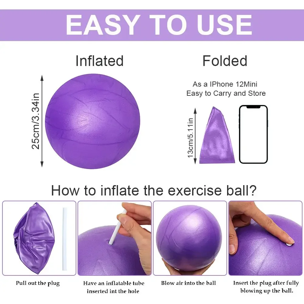 25 cm Women Gym Yoga Fitness Ball Thickening Type Anti-explosion Diameter Pilates Workout Mini Ball Sculpting Legs And Hips yoga ball