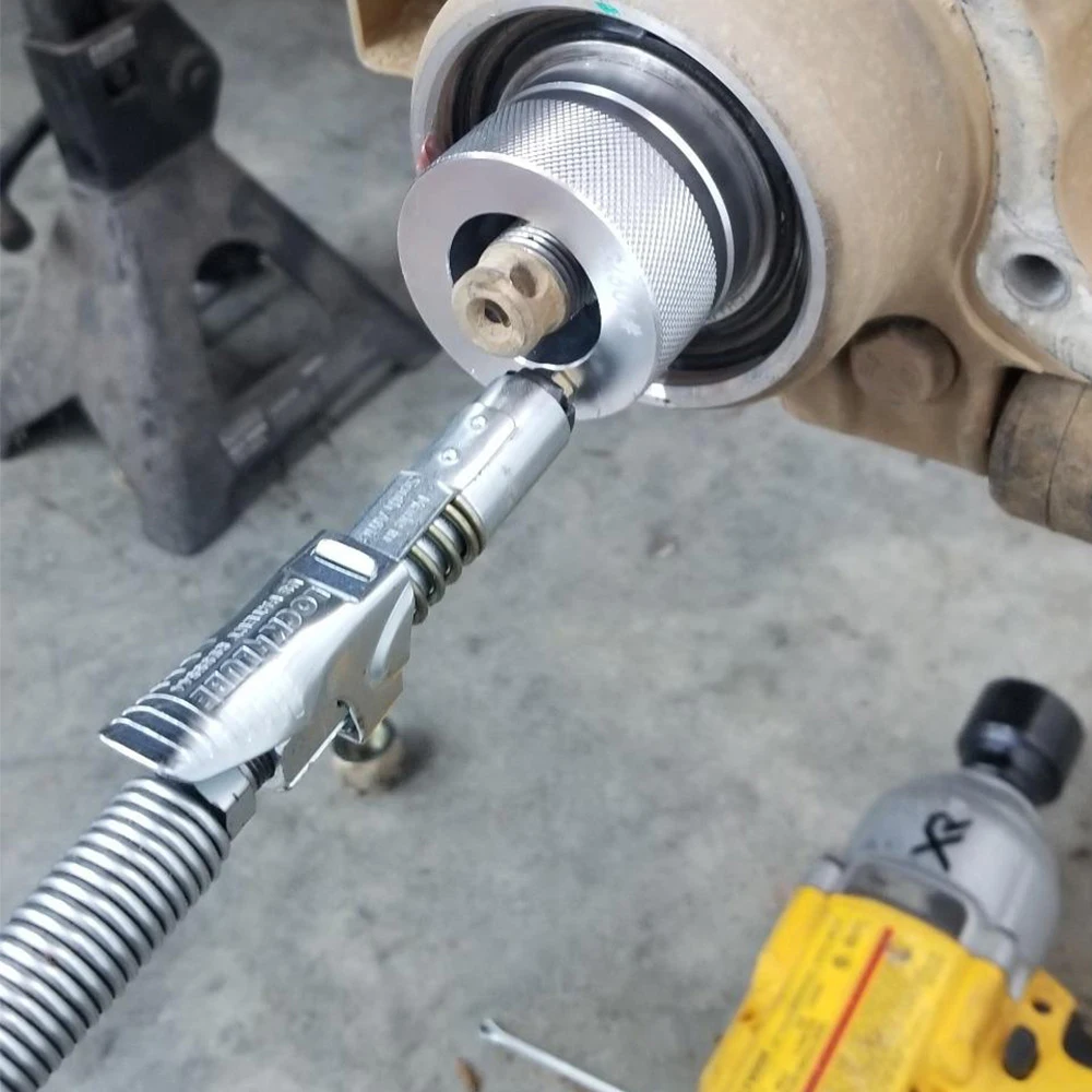 Grease Gun Coupler Zerk Fitting 10000 PSI Grease Coupler Quick Lock Hose with All Guns 1/8" for SAE & Metric Zerk Fitting