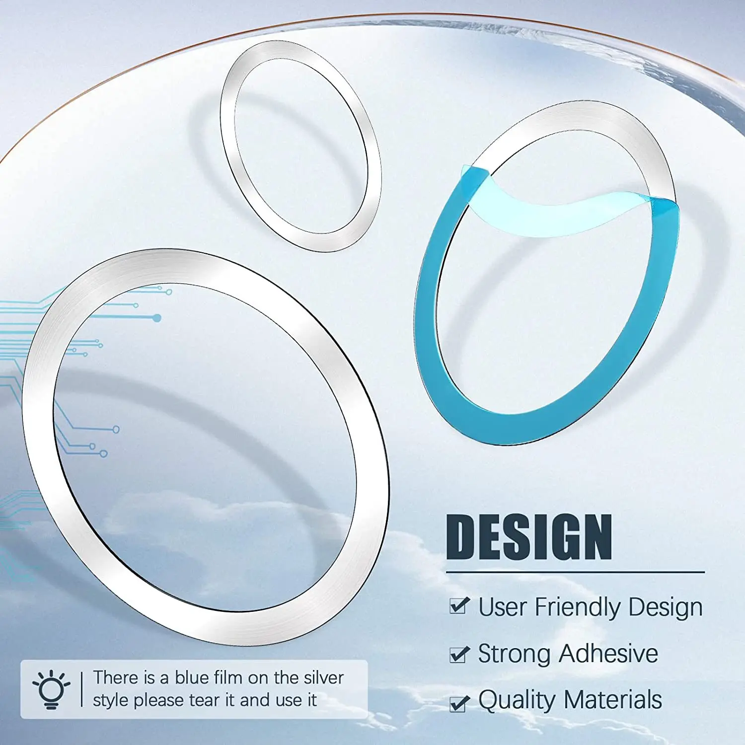 Magnetic Metal Ring Stickers for Enhanced Wireless Charging - 5 Pack