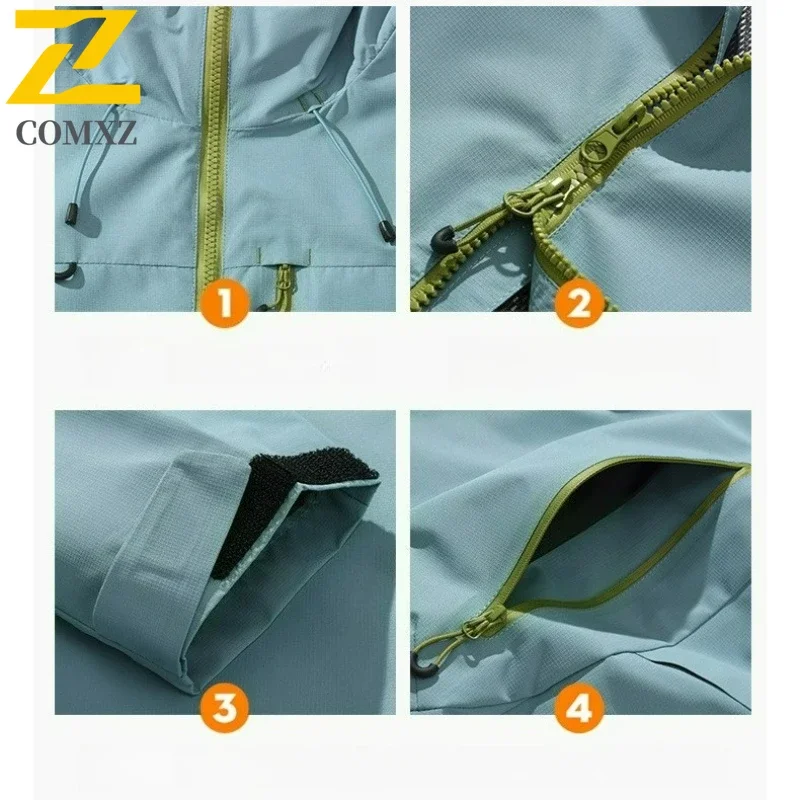 Ski Waterproof Jacket Men Women Mountain Soft Shell Rainproof Hooded Windproof Windbreaker Sports Trendy Thin Multi Color Coat