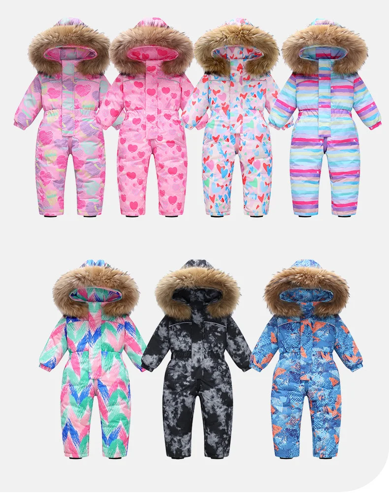 OLEKID 2025–30 Grad Kinder Winter-Skianzug, wasserdicht, mit Kapuze, Baby-Overall, 1–5 Jahre, Kinder, Daunenjacke, Kleinkind-Schneeanzug – Detail 4