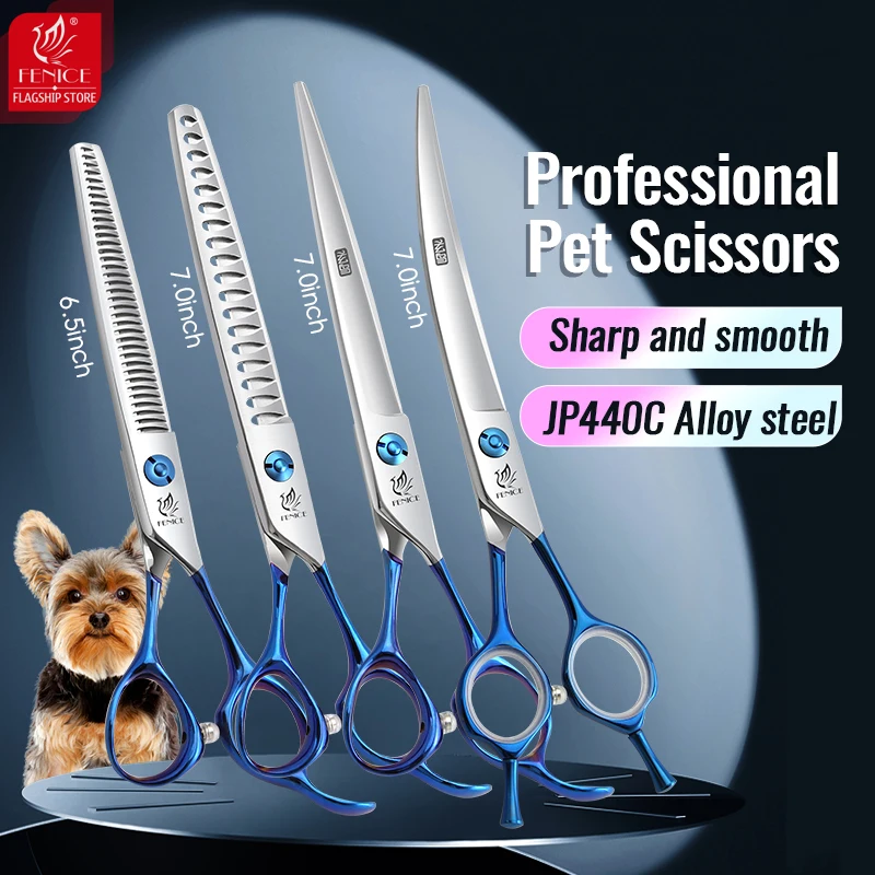 Dog Grooming Scissors Kit Fenice Professional 7.0 inch JP440C Blue Handle Pet Dog Grooming Scissors Shears Set Kit Sharp Durable Hair-dressing Tools dog grooming scissors,dog grooming scissors kit