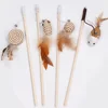 1PC Teaser Feather Toys Kitten Funny Colorful Rod Cat Wand Toys Wood Pet Cat Toys Interactive Stick Pet Cat Supplies 6