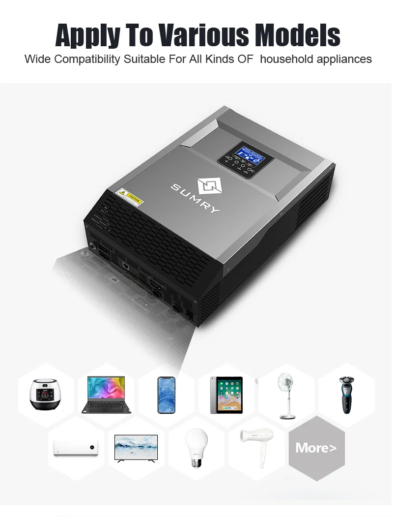 Description Picture 4 of itemSUMRY HGS Off Grid Solar Inverter 3.5/5.5kw 24V 48V MPPT 110A 5500W Pure Sine Wave Power Inverter