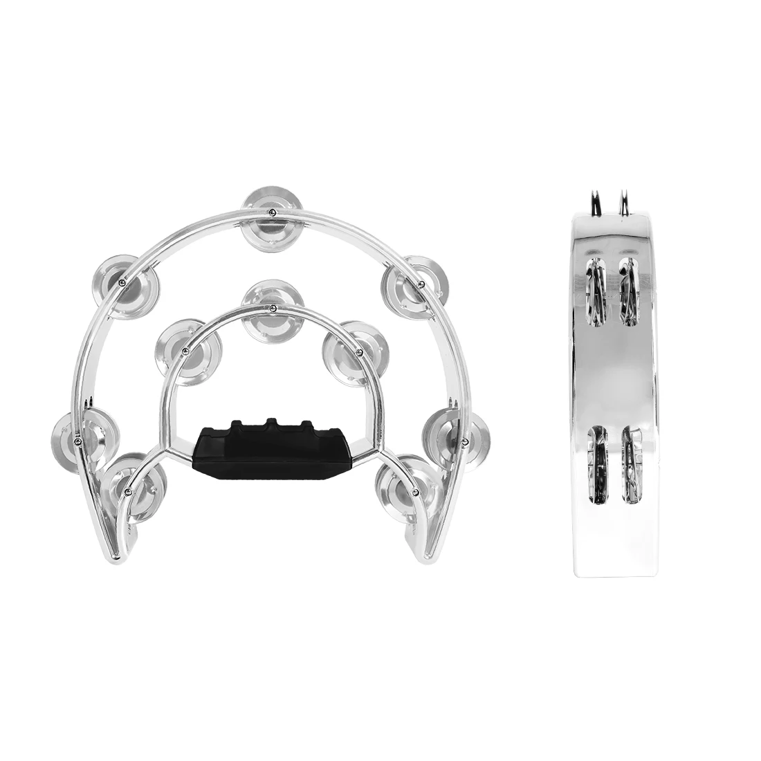 KTV Party Musical Tambourine Orff Finger-Shaped Handle Hand Bell Double Layer Hand Ring Tambourine Metal Jingles Gold Silver