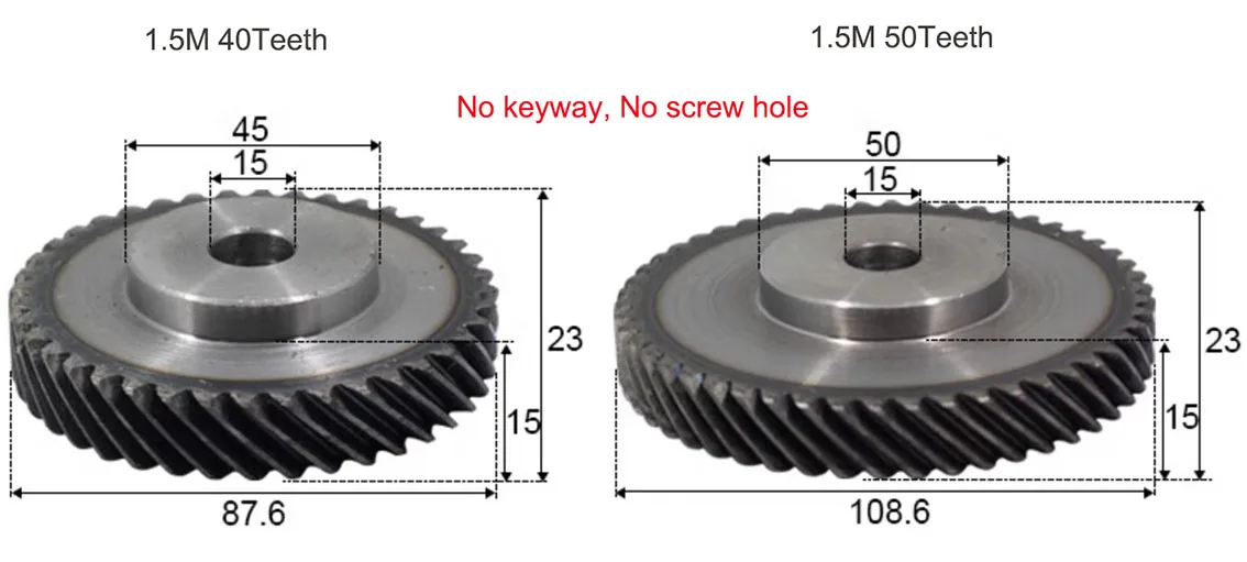 Description Picture 6 of item1pcs 1.5M 2M 18-50 Teeth 45 Degree Left Helical Gear Process Bore 12mm 14mm 15mm Staggered Gear Machinery Transmission Parts