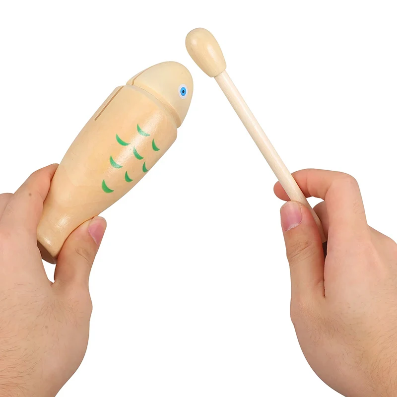 Wooden Fish Orff Percussion Instrument Music Equipment Single Sound Tube Two Tone WoodBlocker Easy to Use Beginners Rhythm TMZ