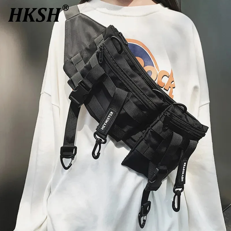 

HKSH Мульти Карманы тактическая Талия Techwear Повседневная сумка для телефона для улицы бега хип-хоп нагрудный ремень сумки уличная одежда HK0002