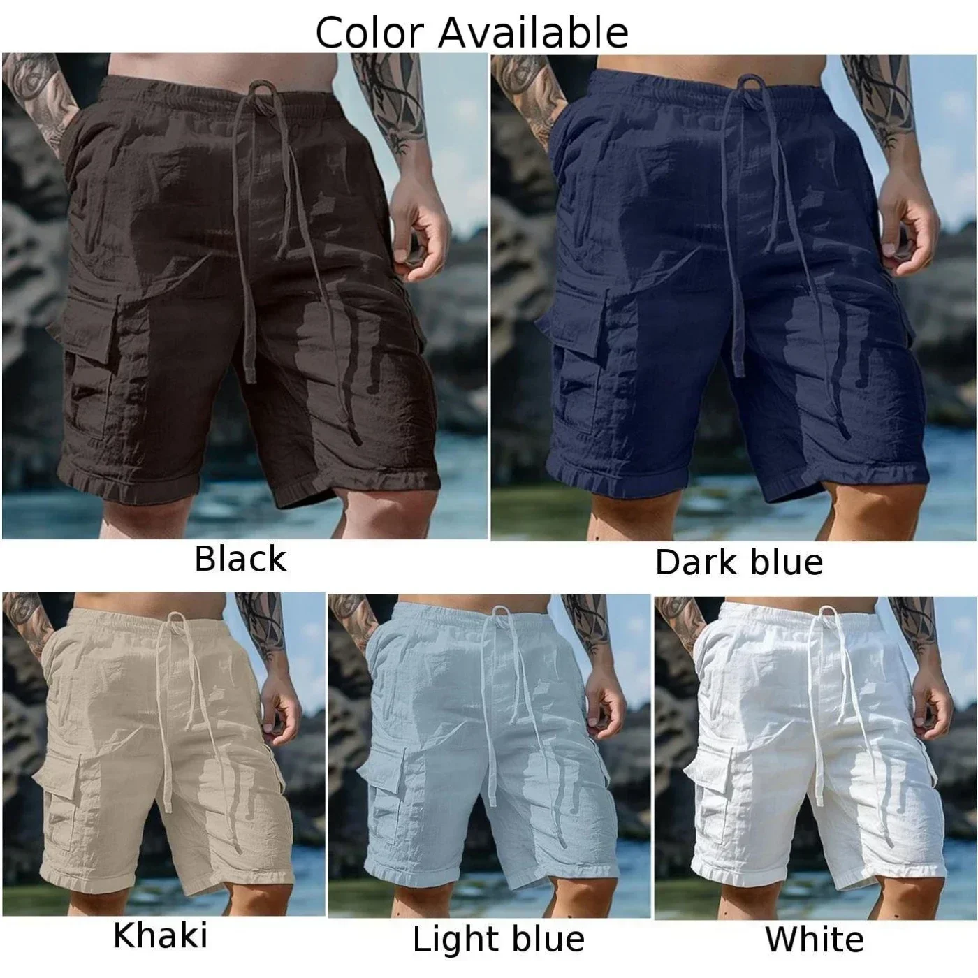 Men Loose Cargo Shorts With Pockets Fashion Beach Streetwear Sports Casual Shorts Running Short Pants 5