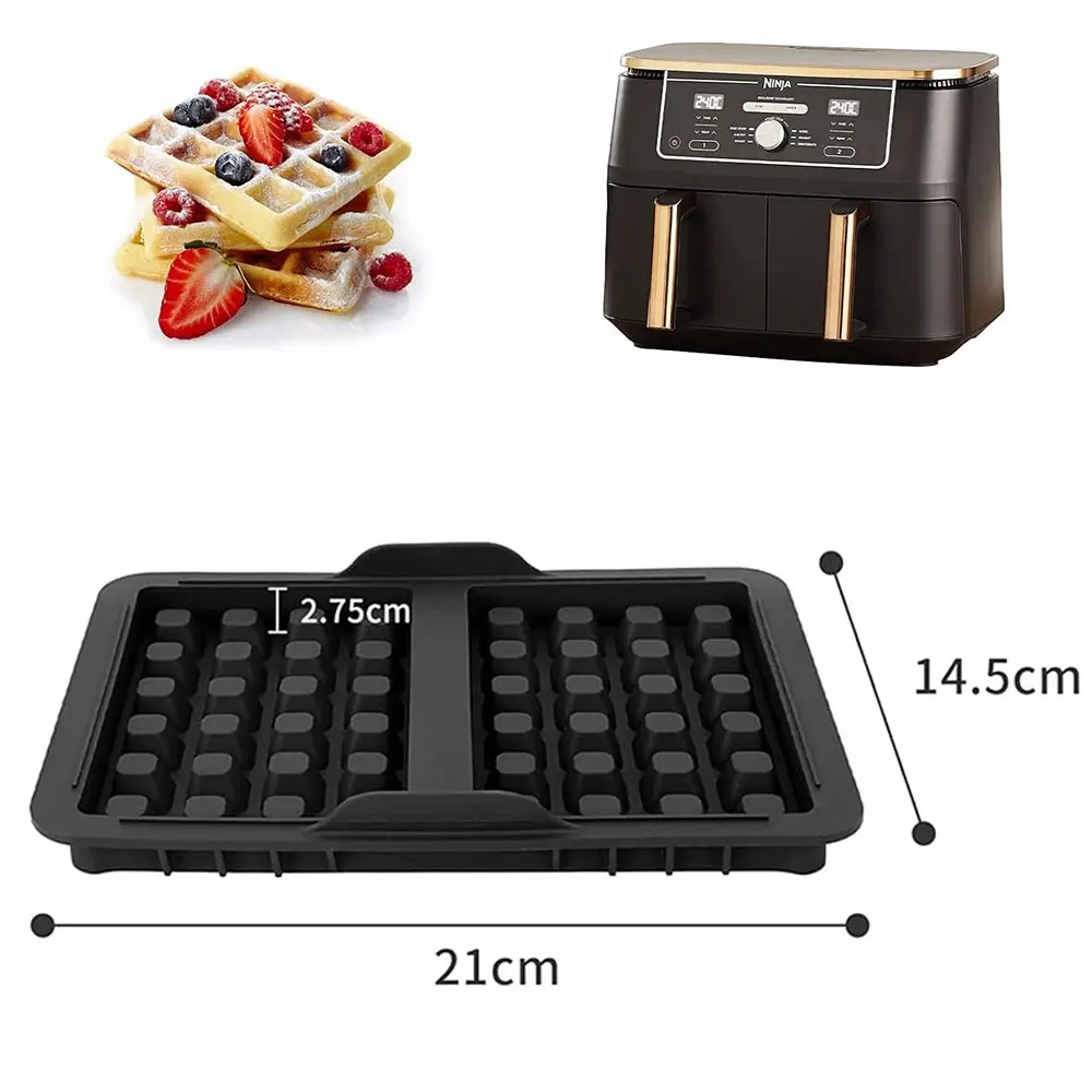 FTUREERA 2 Stampi Per Waffle In Silicone Per Airfryer – Compatibili Ninja AF300/AF400/AF451/SL400/AF500 – Include Pennello E Raschietto