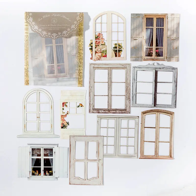 10 Sheets Vintage Hollow Door Window Sticker Diy Diary Decoration Plant Flower INS Sticker Album Scrapbooking Kawaii Stationery - Image 9