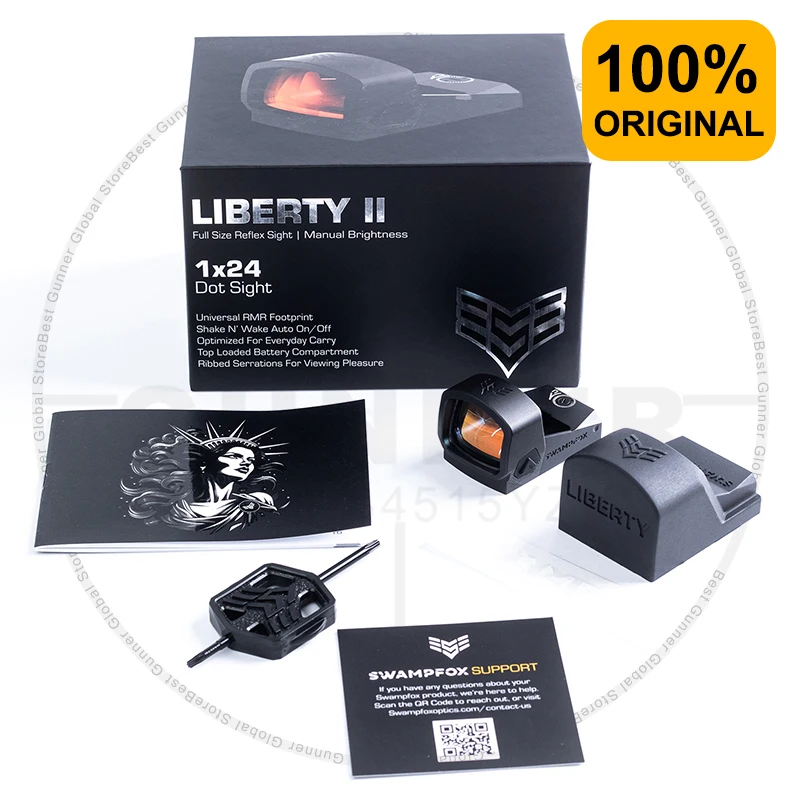 Original Swampfox LIBERTY II 1X24 Red Dot Sight 3MOA Multi-Reticle RMR Footprint Shake Wake For Pistol Handgun Shockproof IPX7 red dot sight