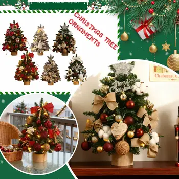 Mini Flocked Christmas Tree with Lights,Artificial Tabletop Christmas Trees,DIY Xmas Tree,Artificial Christmas Tree Ornaments