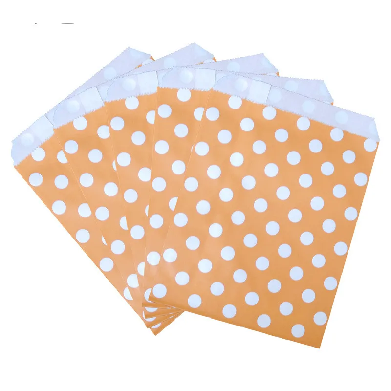 100pcs 13x18cm 도트 봉투 종이 가방 웨딩 사탕 가방 생일 파티 음식 비스킷 가방 크리스마스 작은 선물 가방 장식