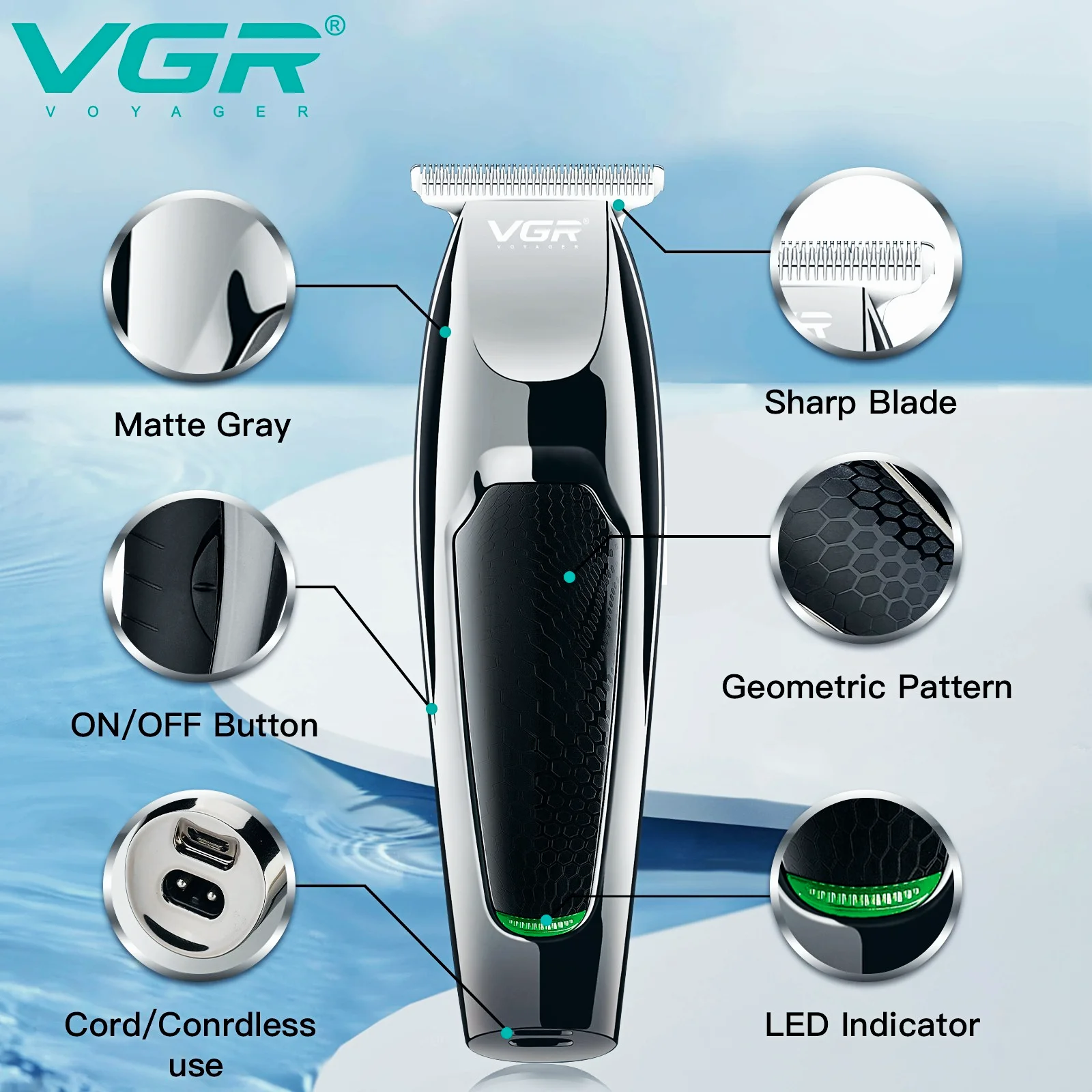 VGR Trimmer Elektrisk Frisör Sladdlös Hårklippning Hine Mini Haircut Kantklippare Cutter Clipper för män V-030_voghion.com