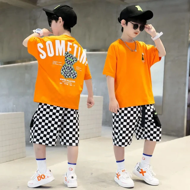 Fashion Summer Teenage Boy Clothes Boys for 4 6 8 10 12 14 Year Hiphop  Korean Casual T-Shirt Shorts 2Pcs Sets Funny Cartoon Suit - AliExpress