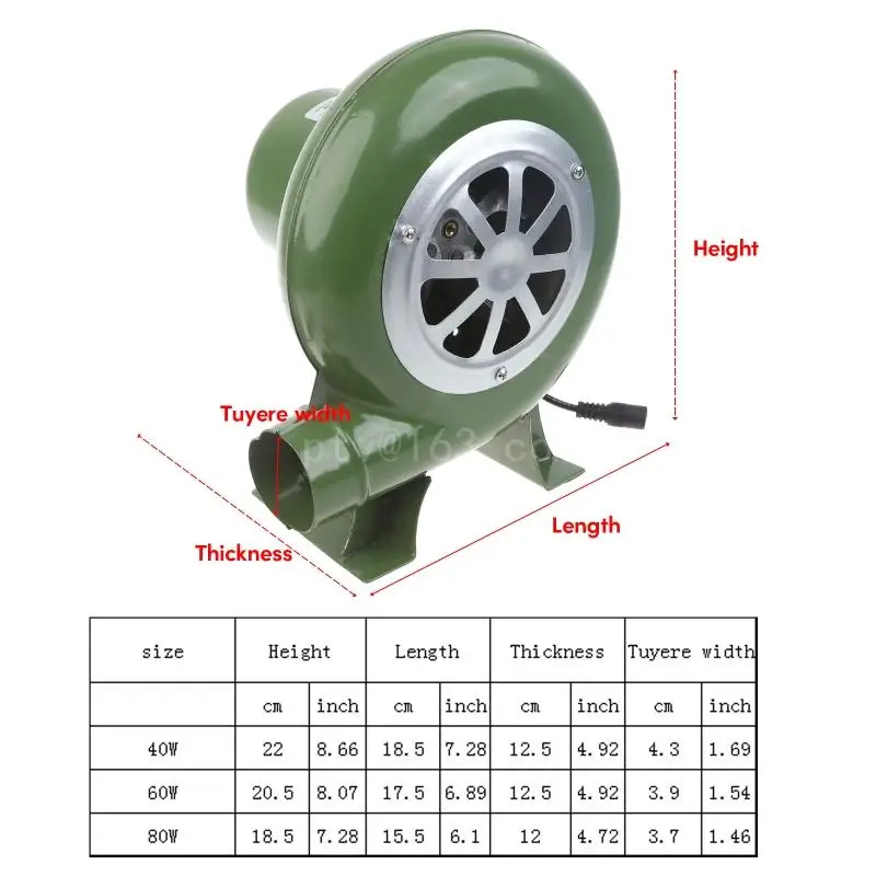 BBQ Fan Barbecue Blower Air Hand Metal Fan BBQ Mini Blacksmith Forges Blower 3-12V with Air Duct Camping Outdoor