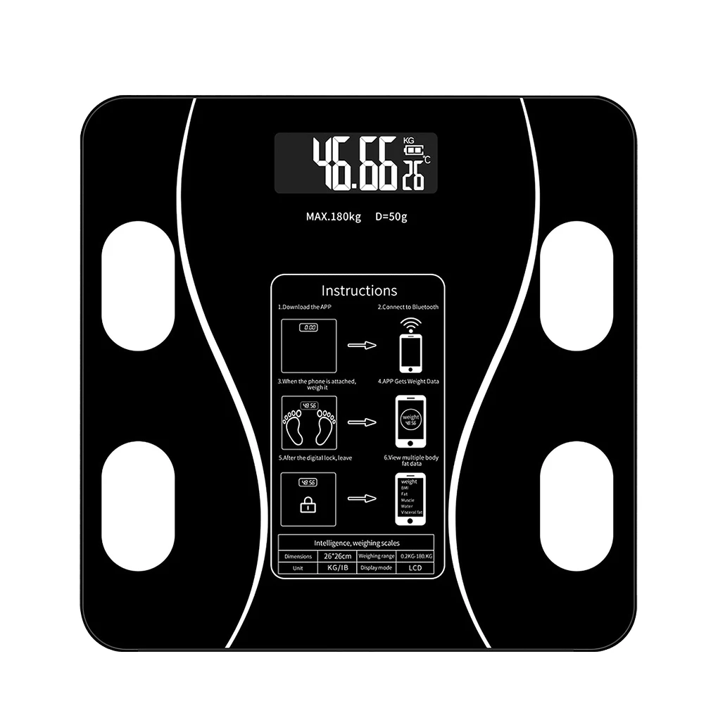 Bluetooth Body Fat Scale Smart Backlit Display Scale Water Muscle