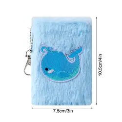 Miniature Plush Pocket Notebook with Keychain - Cute Cartoon Design (C)