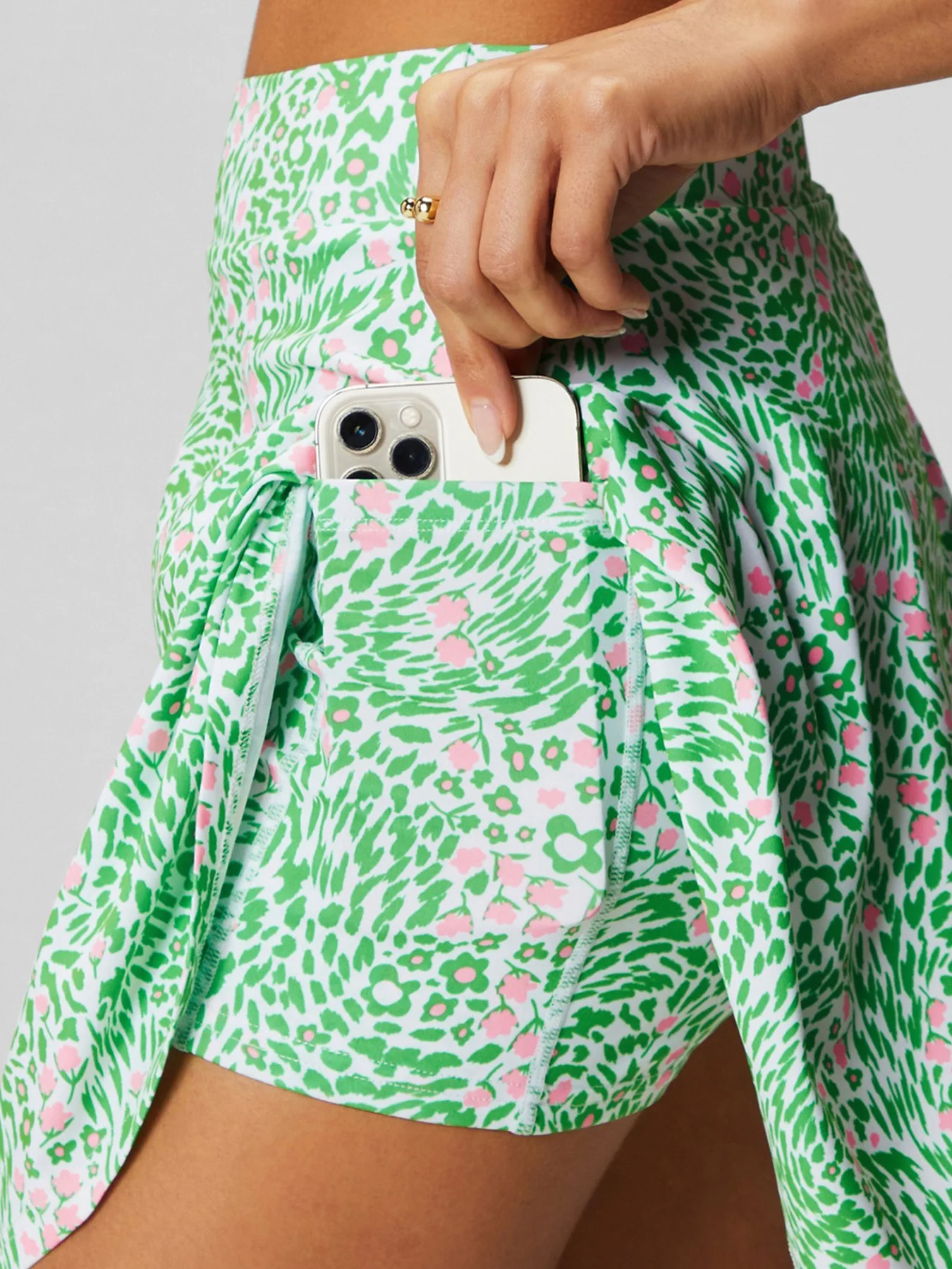 Womens Tennis Skirt with Pockets Green Leaves Print High Waisted Athletic Running Workout 2 in 1 Sports Badminton Golf Skort sports skirt