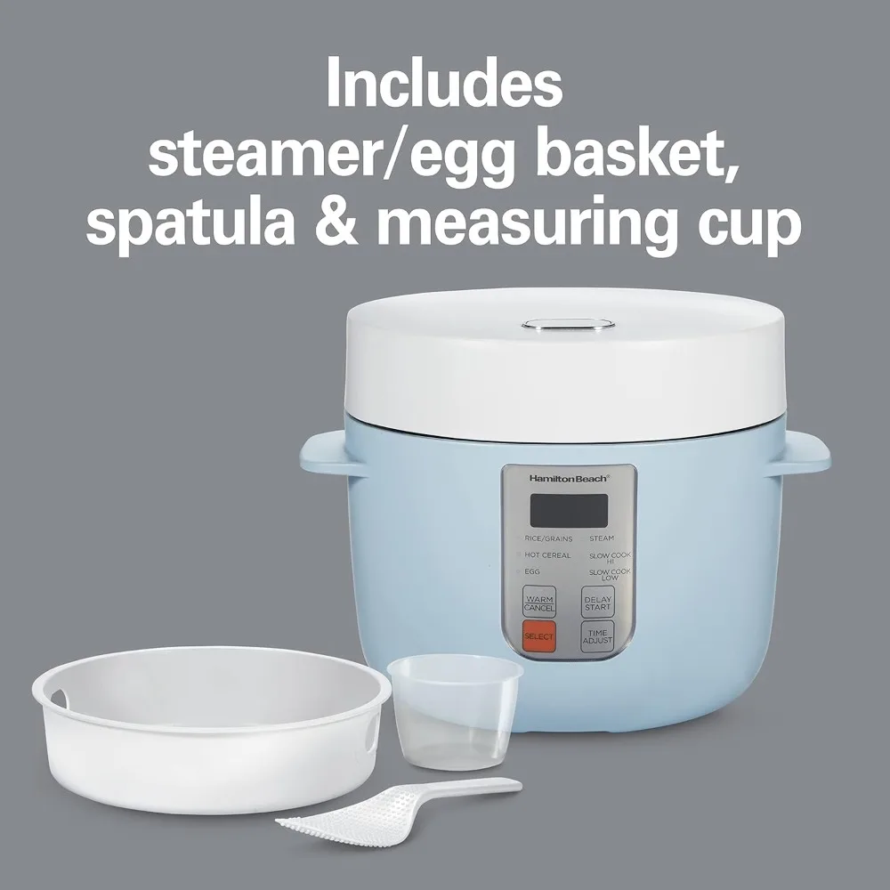 

Digital Programmable Rice Cooker & Food Steamer,12 Cups Cooked, with Slow Cook & Hard-Boiled Egg Functions, Steam & Rinse Basket