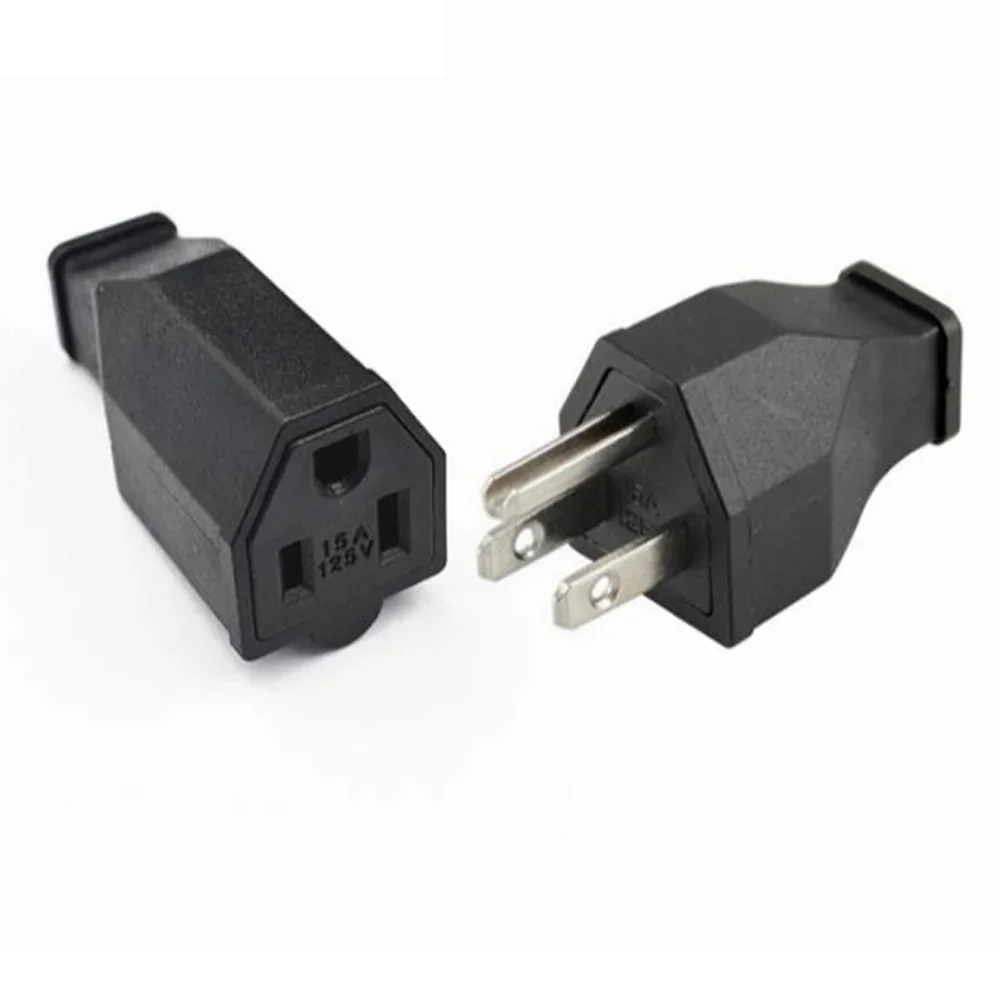 Electrical Socket Power Socket Power Cord Power Plug Connector 2PCS Black Copper American Male Female 3 Pins Power Plug Electrical AC 125V 15A US Power Cord Detachable Wiring Plug Socket