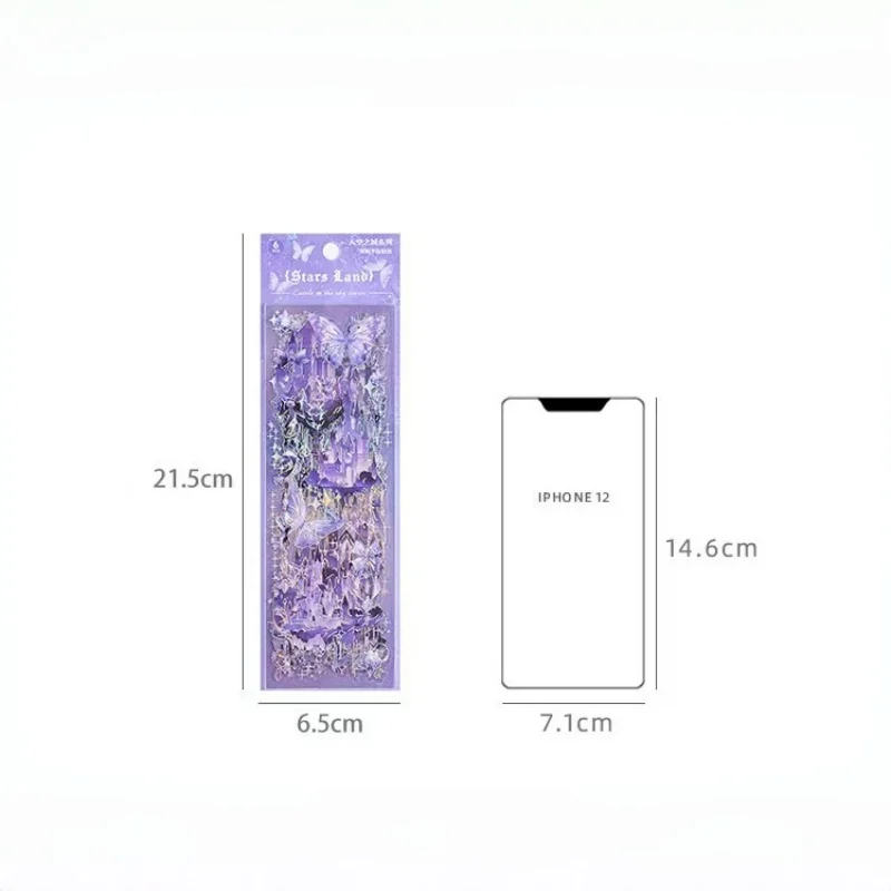 몽환적인 반짝이 PET 필름 스티커, 귀여운 투명 카드 장식 (저널 콜라주 DIY 공예용)