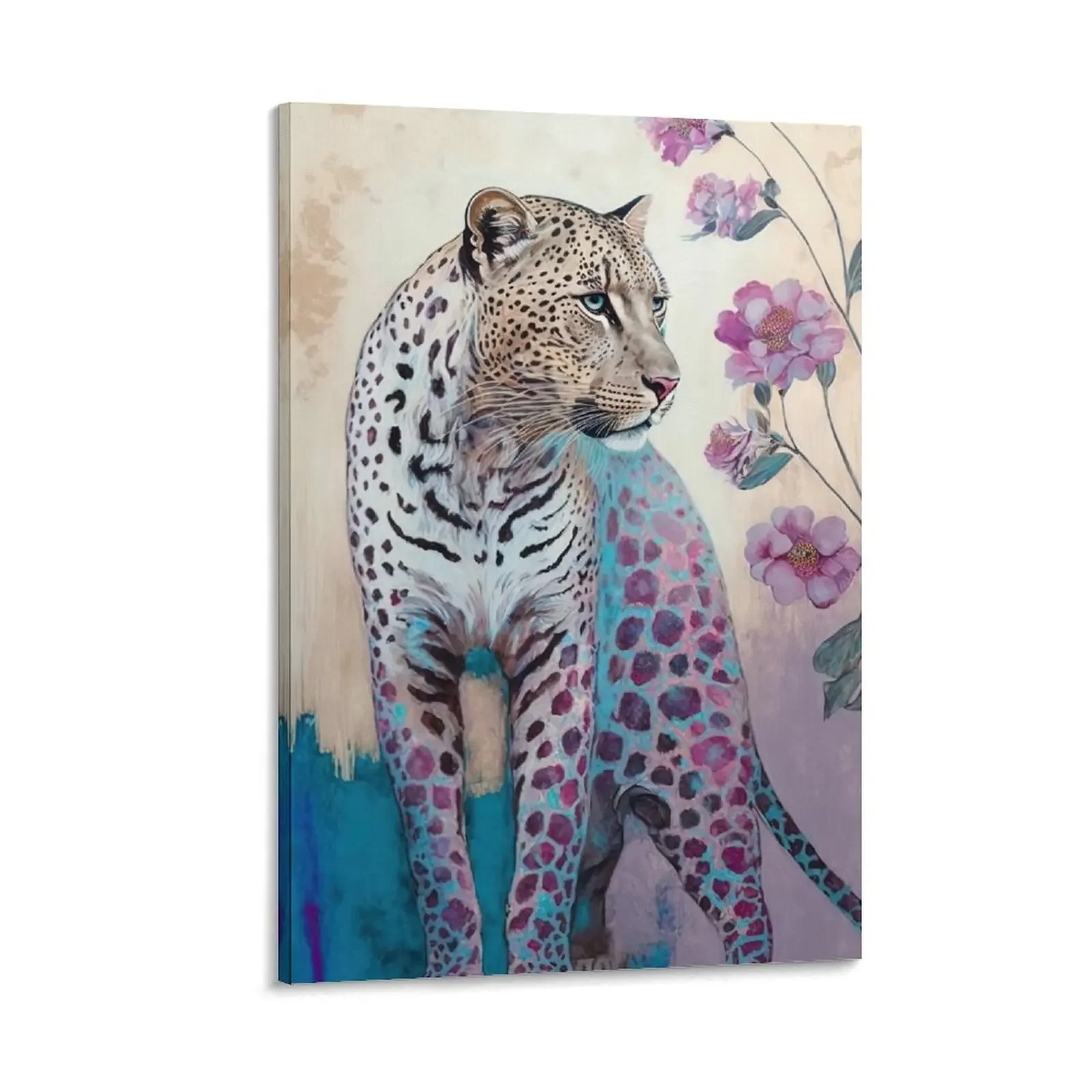 

Whimsical Boho Floral Leopard Canvas Painting room decor modern home decoration home decoration accessories bedroom decoration