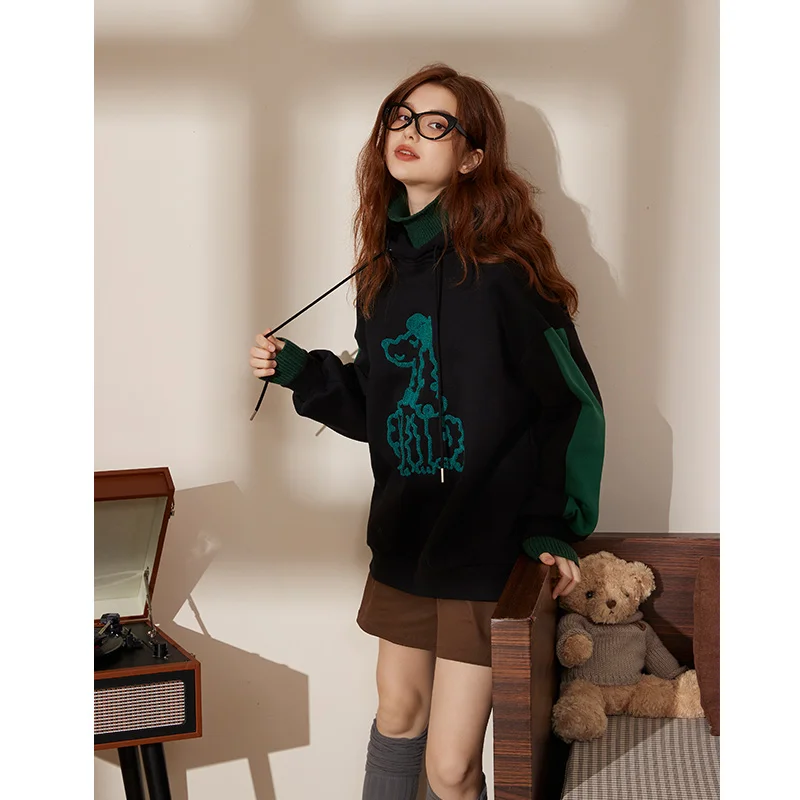 

KUHNMARVIN 2022 Winter New Arrival Women Fake Two Piece Hoodie Winter Women Pullover Free Shipping