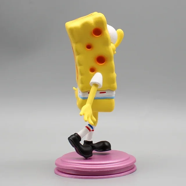 16cm SpongeBob Pants SquarePants Anime Figure Wearing Figurine SpongeBob  Kawaii Room Decoration Toy For Kids Chritsmat Free Gif 4