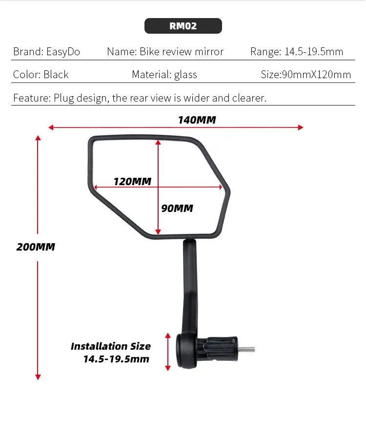 Description Picture 5 of itemEASYDO Bicycle Mirror Universal WideRange 360° Adjustable Rearview Mirror Electric Scooter Convex Glass Durable Bike Accessories