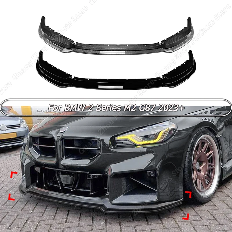 For BMW 2 Series M2 G87 2023+ Front Bumper Lip Splitter Spoiler Diffuser Guard ABS Exterior Accessories Gloss Black/Carbon Look