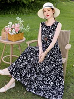 Summer New Sle Cotton Silk Dr Svel Beach Vaion Casual A-Line Artificial Cotton Faion Outerwear Strap Long Dr