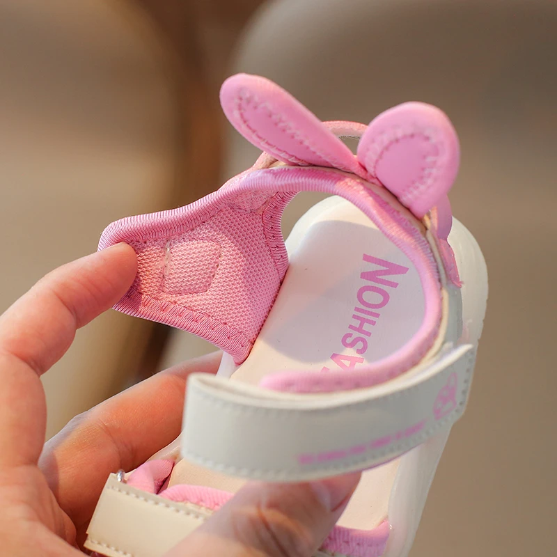 Children's Sandals 2-12 Years Old Cartoon Greenish Pink Soft Boys Girls Beach Shoes Casual Non-slip Kids Baby Sports Sandals 5