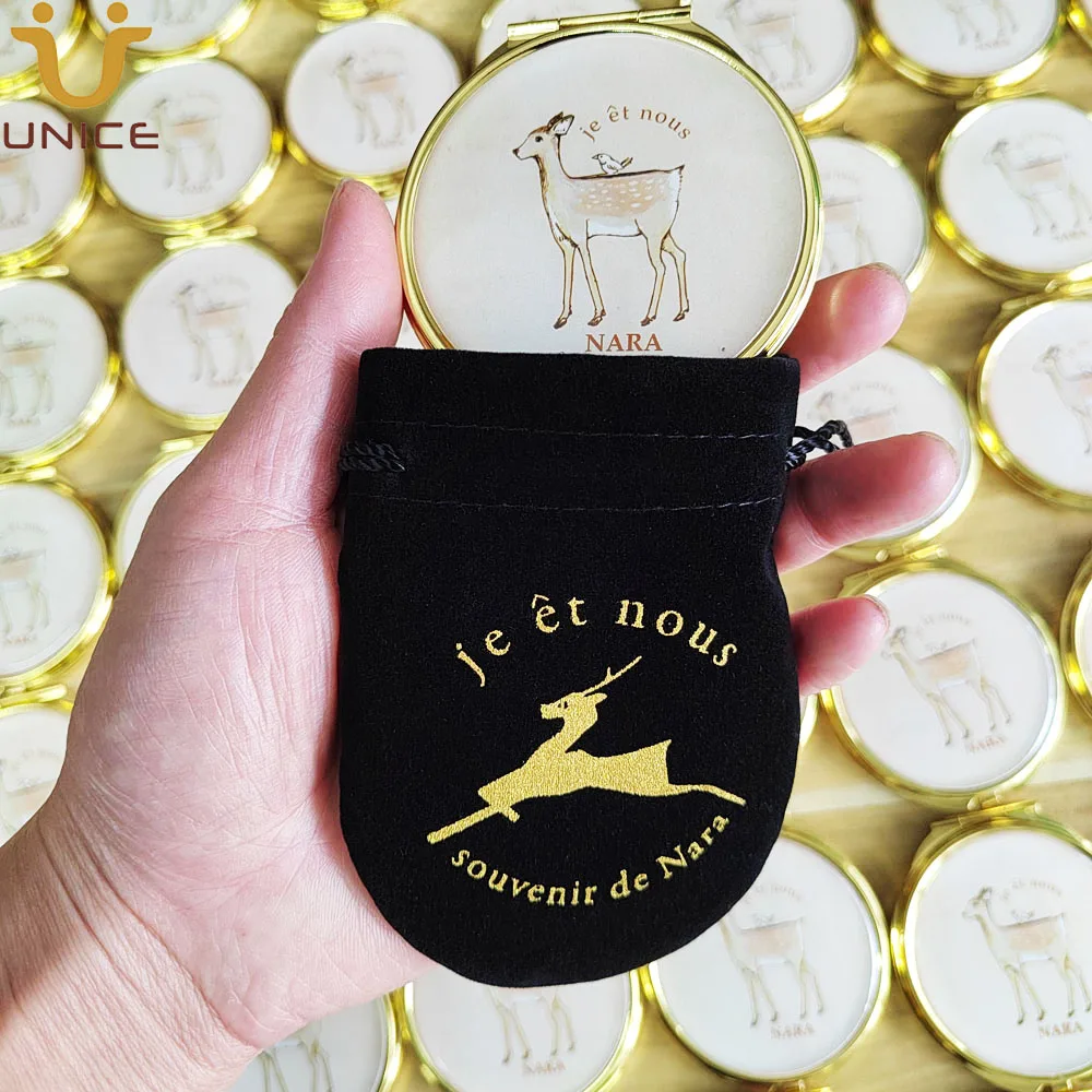 100 PCS Custom Compact Mirror Rose Gold Color & Customized Gift Velvet Pouch Printed Your LOGO Pocket Size Golden Makeup Tool блокнот record your life gold