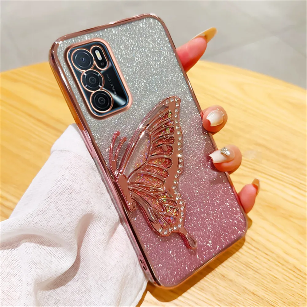 Glitter Butterfly Quicksand Plating Phone Case Cover