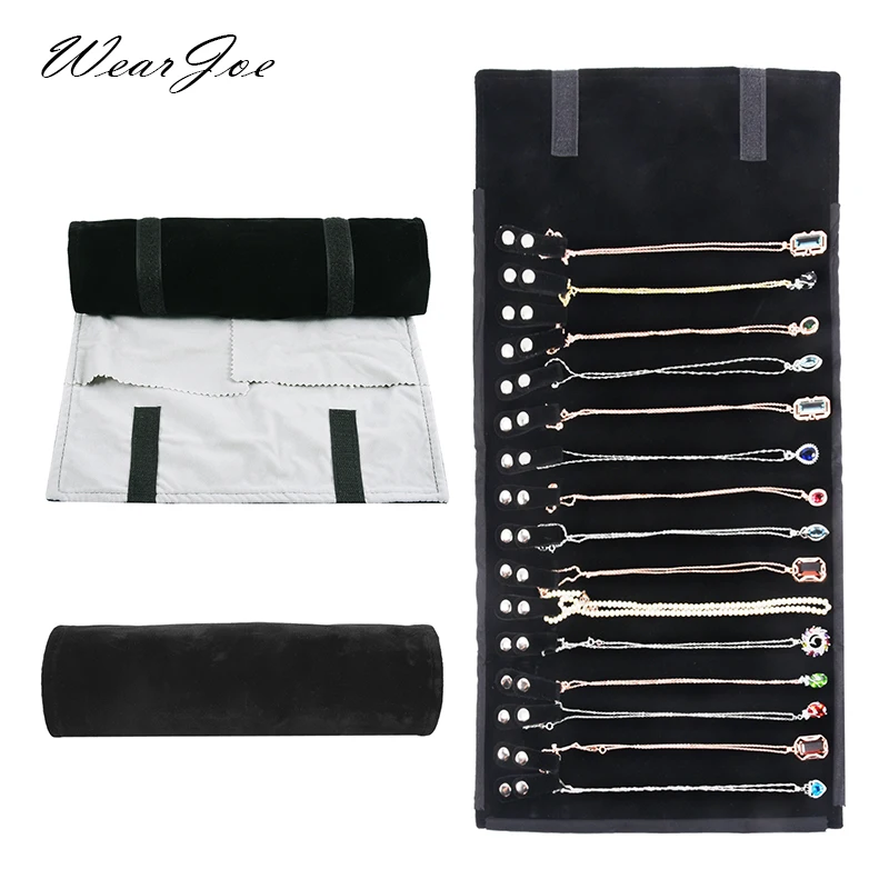 Opvouwbare Microfiber Sieraden Roll Organizer Draagbare Reissieraden Pouch Houder Voor Reizigers En Sieraden Liefhebbers Wit