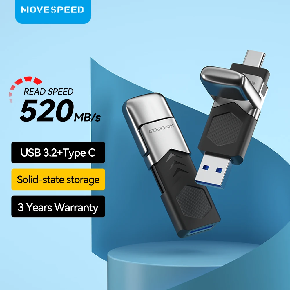 MOVESPEED USB Flash Drive 3.2 Gen 2 Type C Pen Drive Solid State
