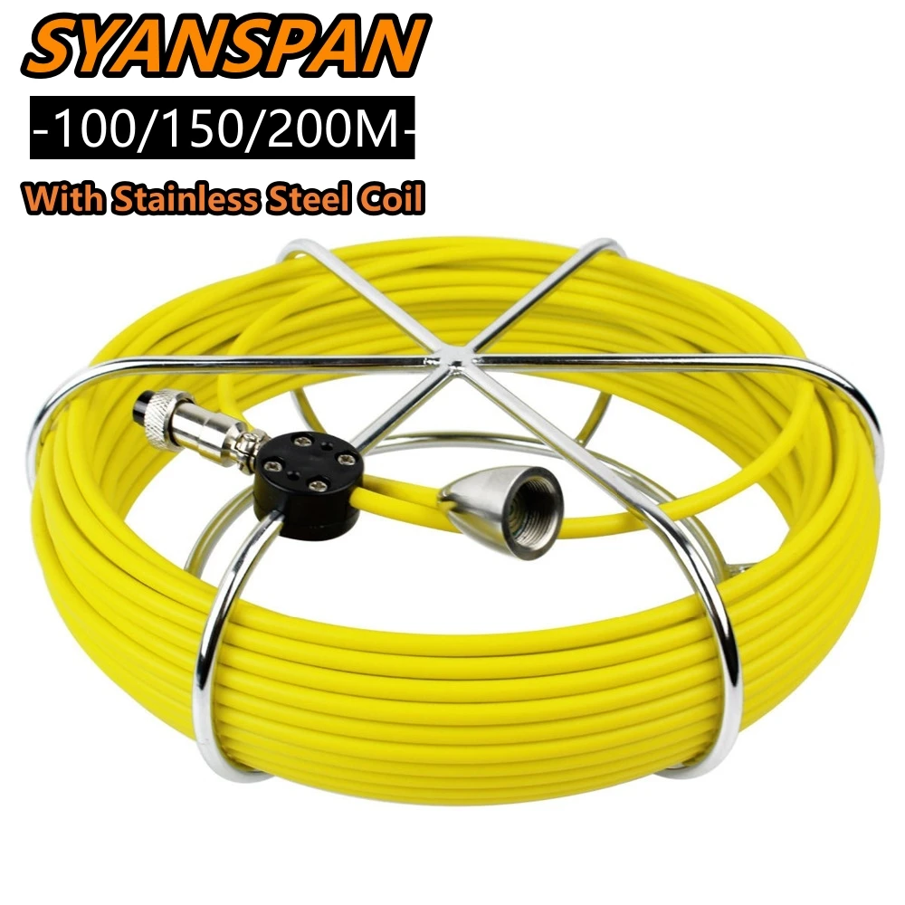 100/150/200M Accessories Cable line for Pipe Inspection Camera  SYANSPAN Drain Sewer Pipeline Industrial Endoscope System Cables