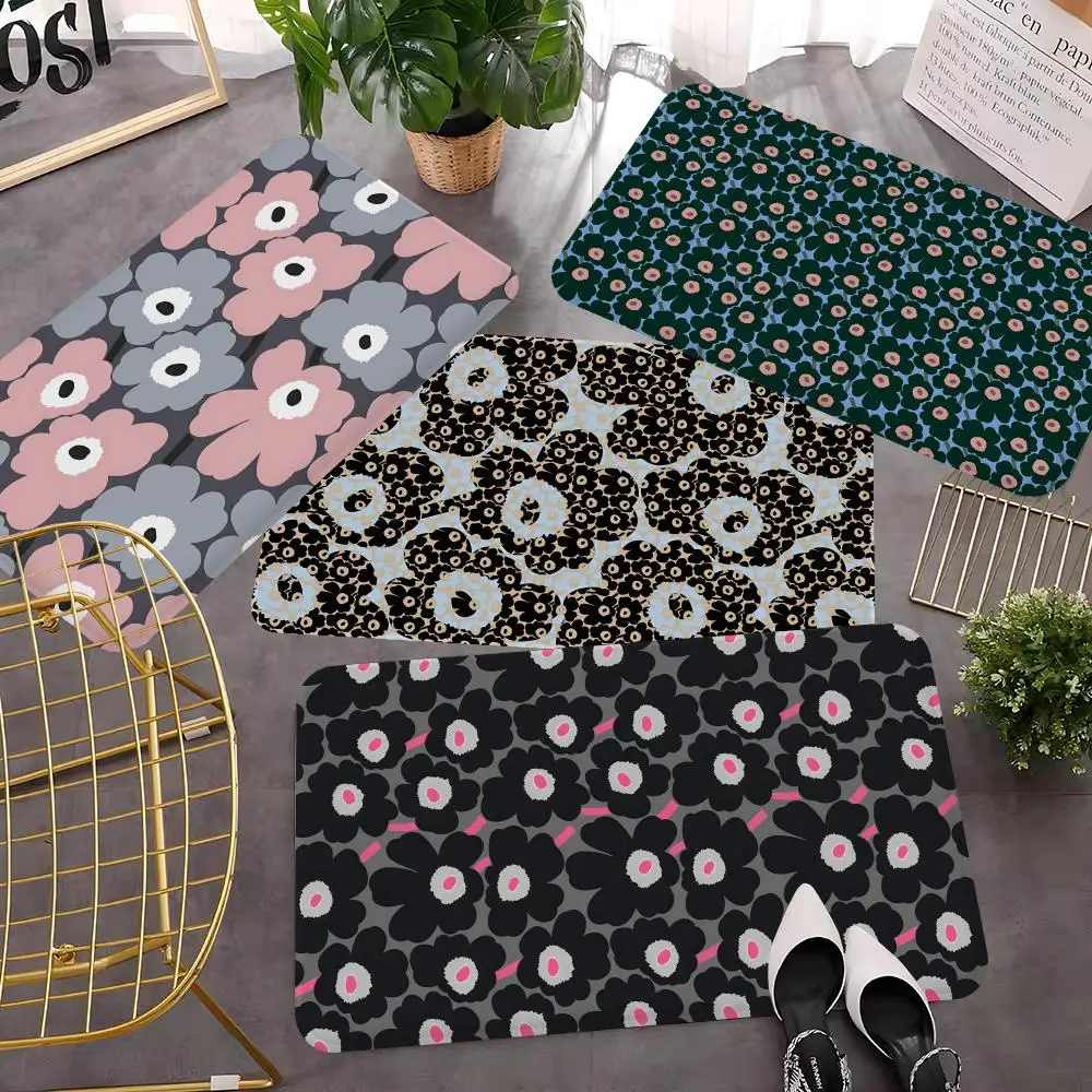 

M-Marimekko Poppy Flowers U-Unikkos Floor Mat Bath Mat Nordic Style Home Doormat Bathroom-Toilet Mats Bedroom Welcome Doormat