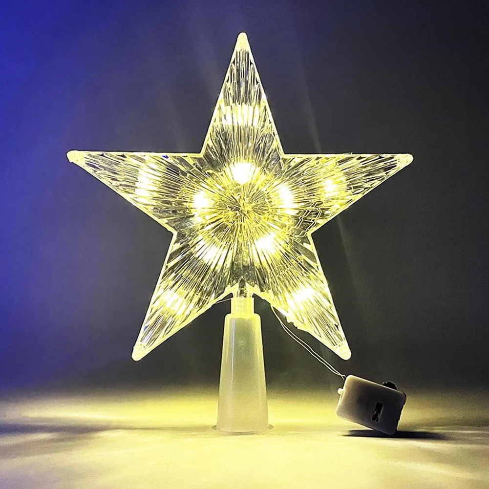 15cm LED Christmas Tree Top Star Light – Glowing Tree Topper Lamp for Xmas Tree Decoration & Party Décor