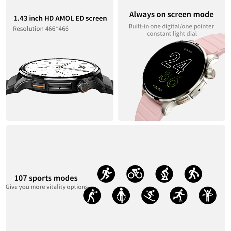 1.43 ġ AMOLED ü ġ ũ Ʈ ġ  ȭ Smartwatch    Smartwatch