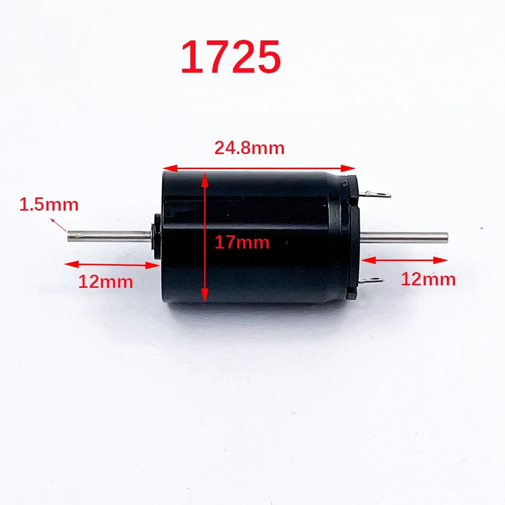 Mini 816 1020 1215 1524 1725 coreless motorový dvojí 1mm/1.5mm šachta DC6V~12V vysoký rychlost elektrický motor pro auto železniční dráha cvičit modelka