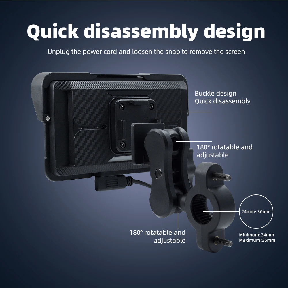 EKIY 5インチ バイク用ワイヤレスCarPlay Android Auto対応