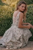 Oligai Summer Elegant Midi Dress 2025 New Arrivals Lace Up Floral Print Dress Women Sexy Corset Dress for Holiday Birthday - Image 2