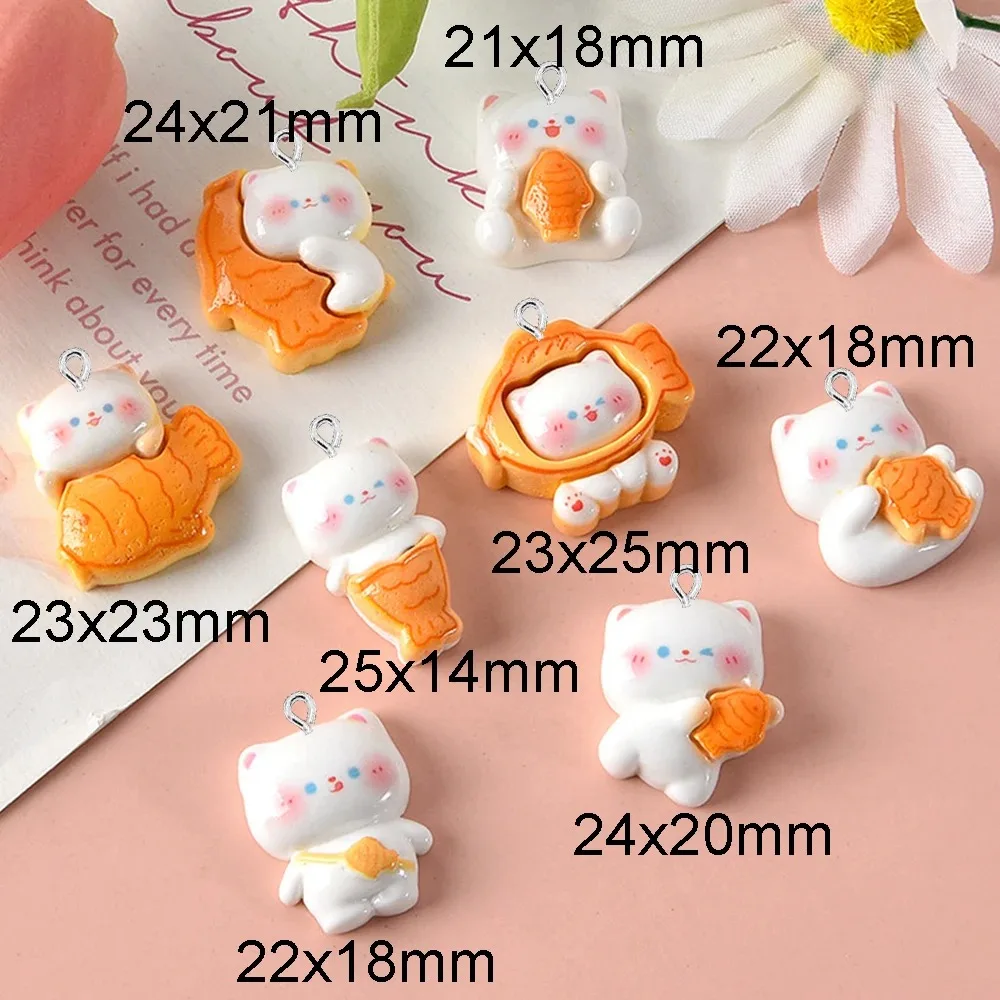 10PCS 반짝 이는 스내퍼 고양이 시리즈 플랫 백 참 장식품 귀걸이 팔찌 머리핀 DIY 쥬얼리 펜던트 장식 액세서리